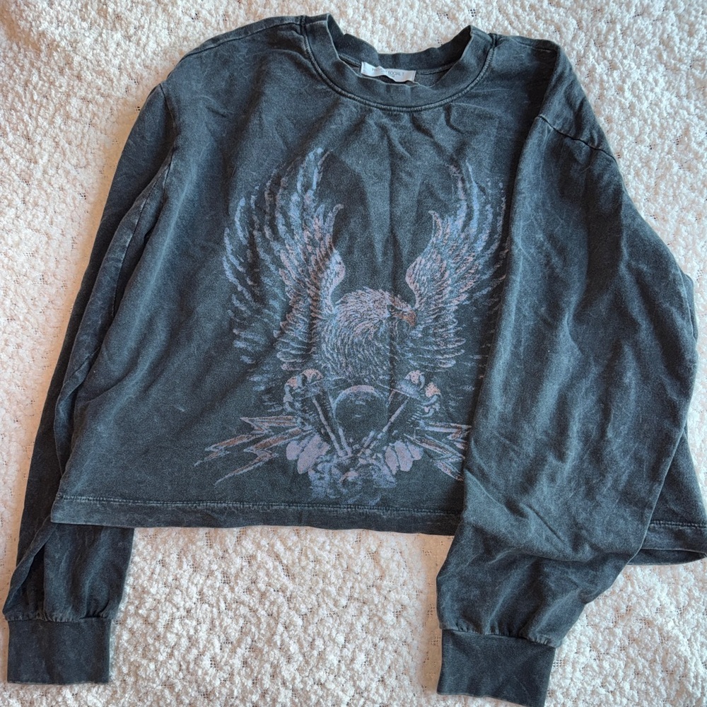 Project Social T Washed Black Crewneck Sweatshirt